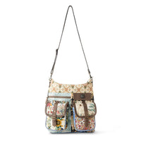 Myra Bags "Le Fleur Bel Cowgirl" Shoulder Bag For Women in Yellow Floral with Leather and Concho Details