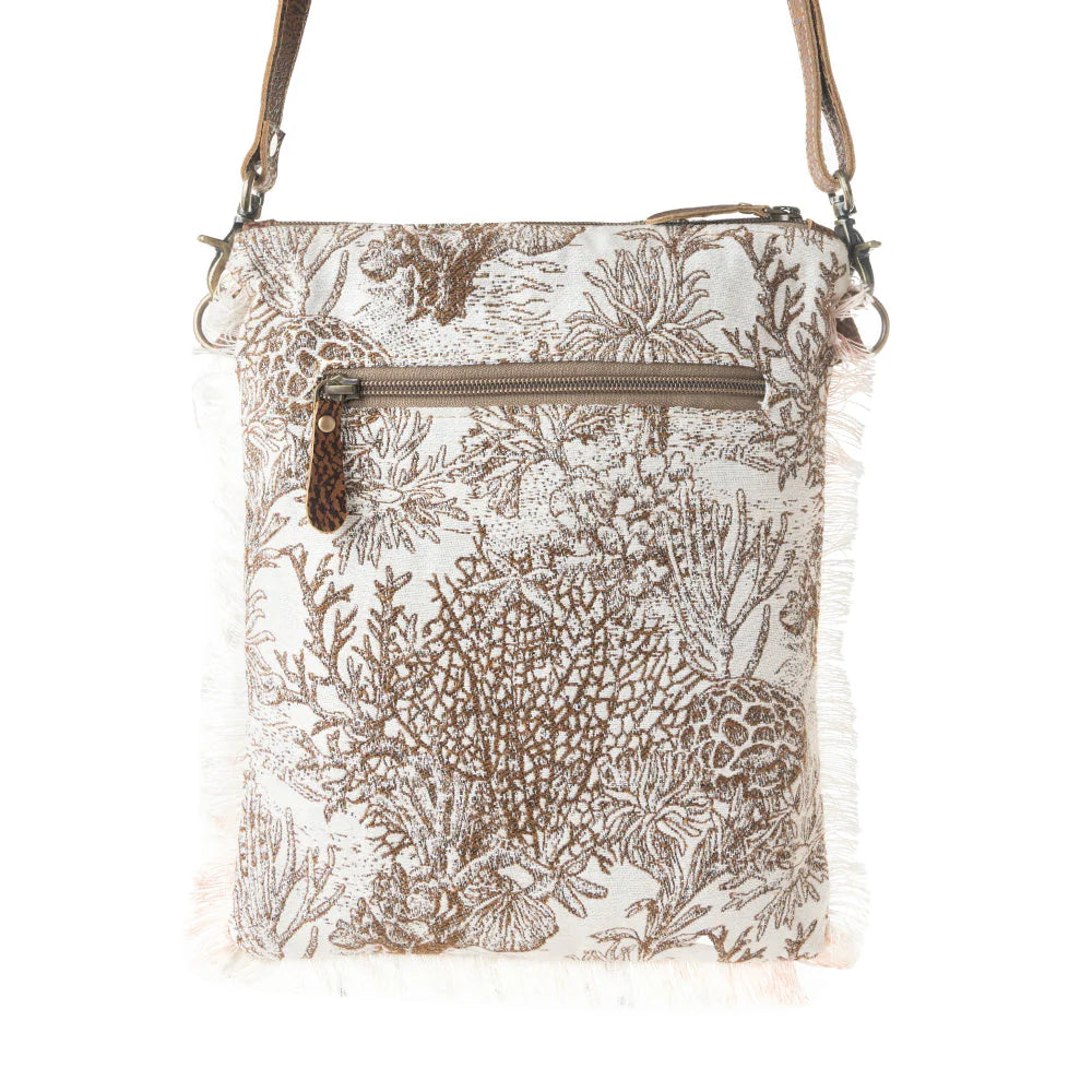 Myra Bags "Loom Tapestry vintage Crossbody Bag" - White + Fringe