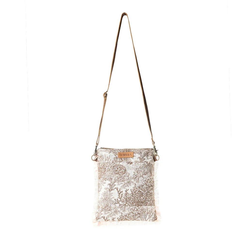 Myra Bags "Loom Tapestry vintage Crossbody Bag" - White + Fringe
