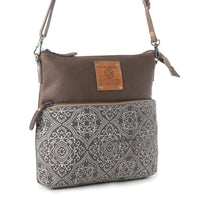 Myra Bags "Wildprint Trail Crossbody Bag" - Olive + Tile Detail