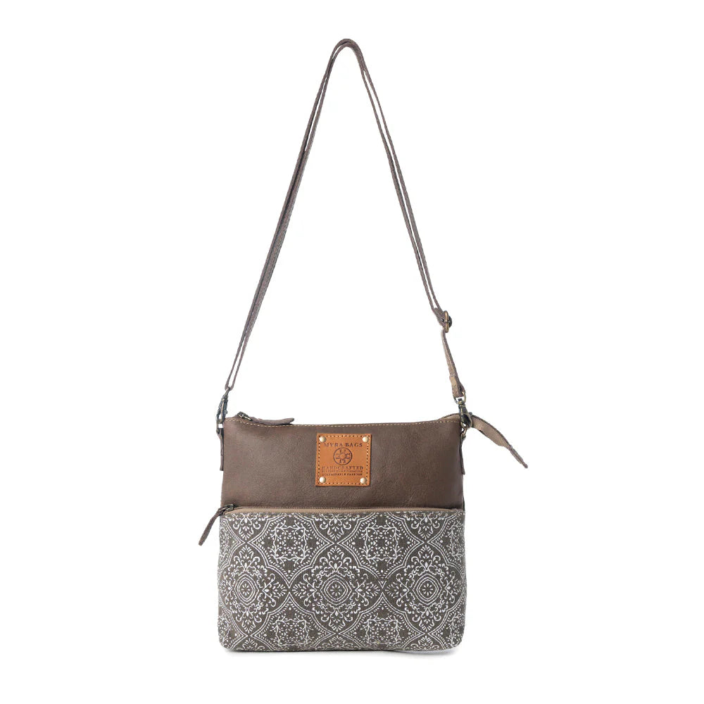 Myra Bags "Wildprint Trail Crossbody Bag" - Olive + Tile Detail