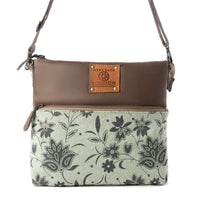 Myra Bags "Wildprint Trail Upcycled Crossbody Bag" - Sage + Floral