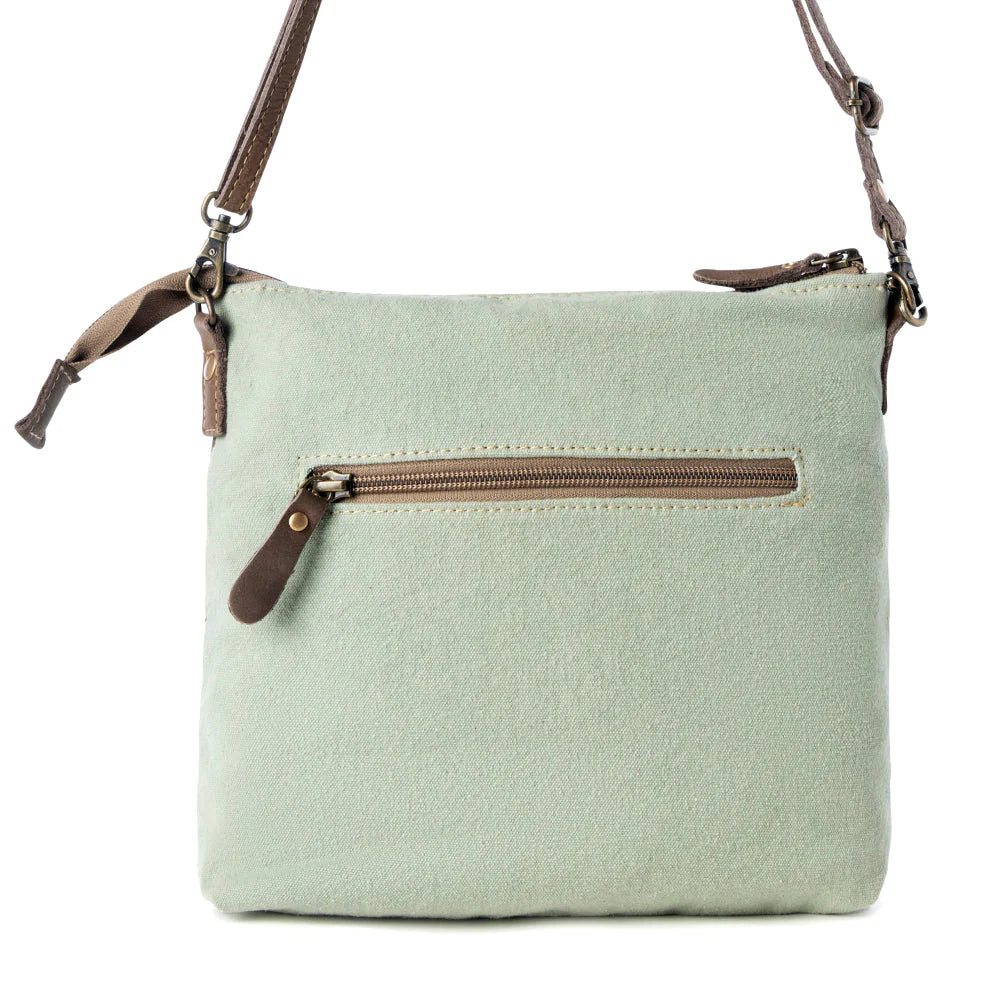 Myra Bags "Wildprint Trail Upcycled Crossbody Bag" - Sage + Floral