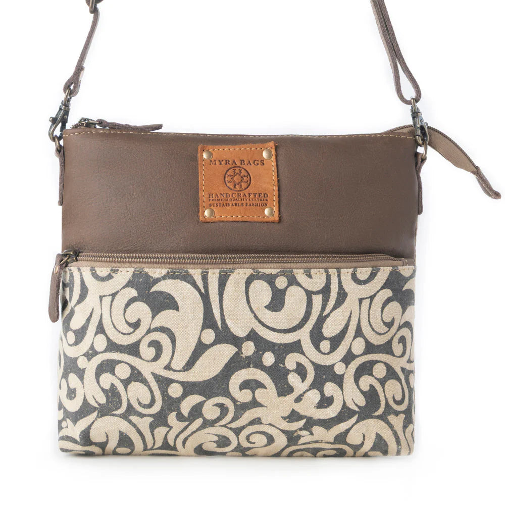 Myra Bags "Wildprint Trail Upcycled Crossbody Bag" - Ivory + Vintage
