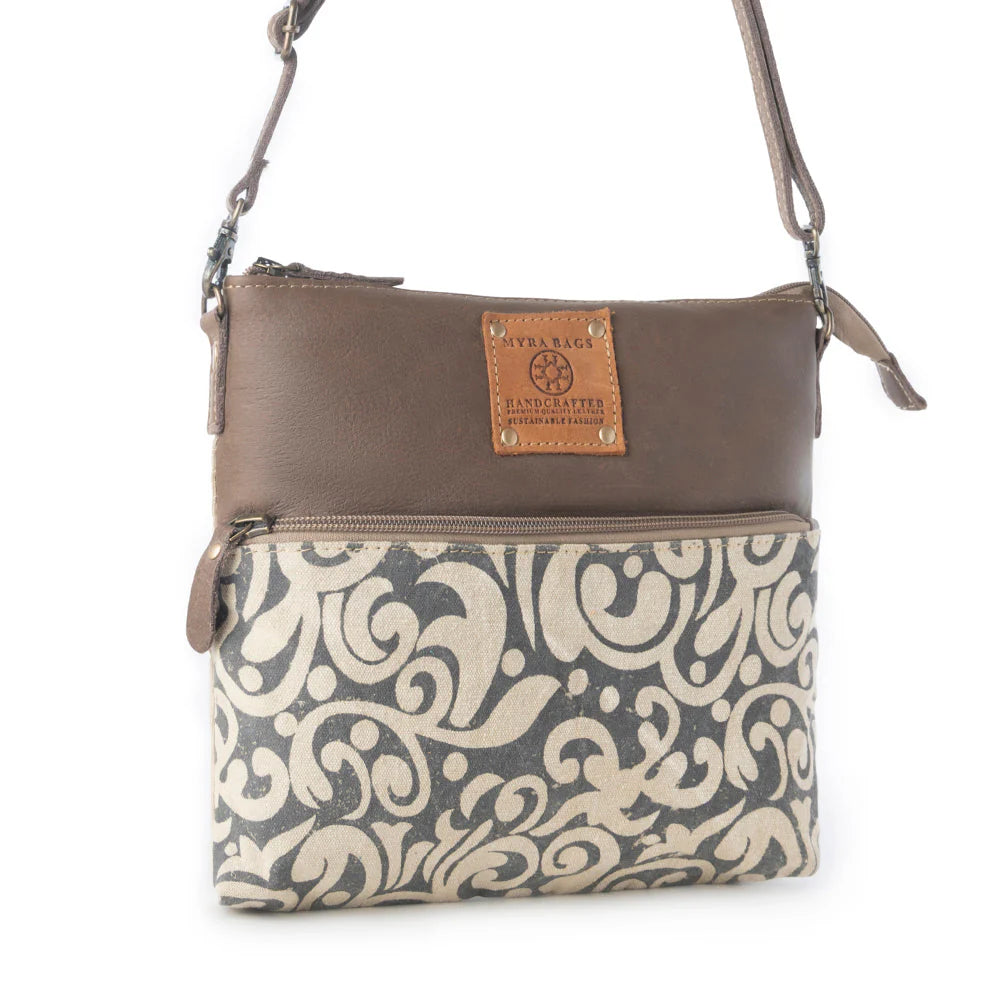 Myra Bags "Wildprint Trail Upcycled Crossbody Bag" - Ivory + Vintage