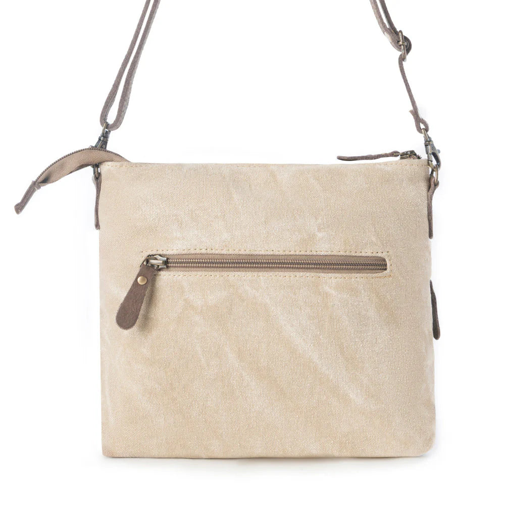 Myra Bags "Wildprint Trail Upcycled Crossbody Bag" - Ivory + Vintage
