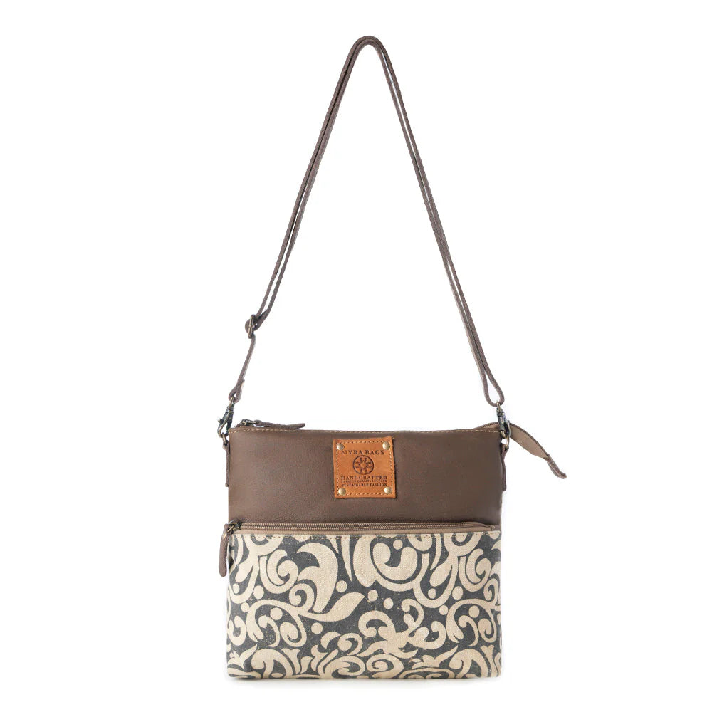 Myra Bags "Wildprint Trail Upcycled Crossbody Bag" - Ivory + Vintage