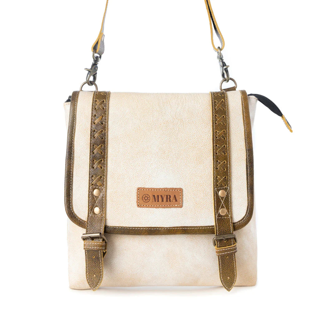 Myra Bags " Boss Hide Western Concealed Carry Bag" - Cream + Leather