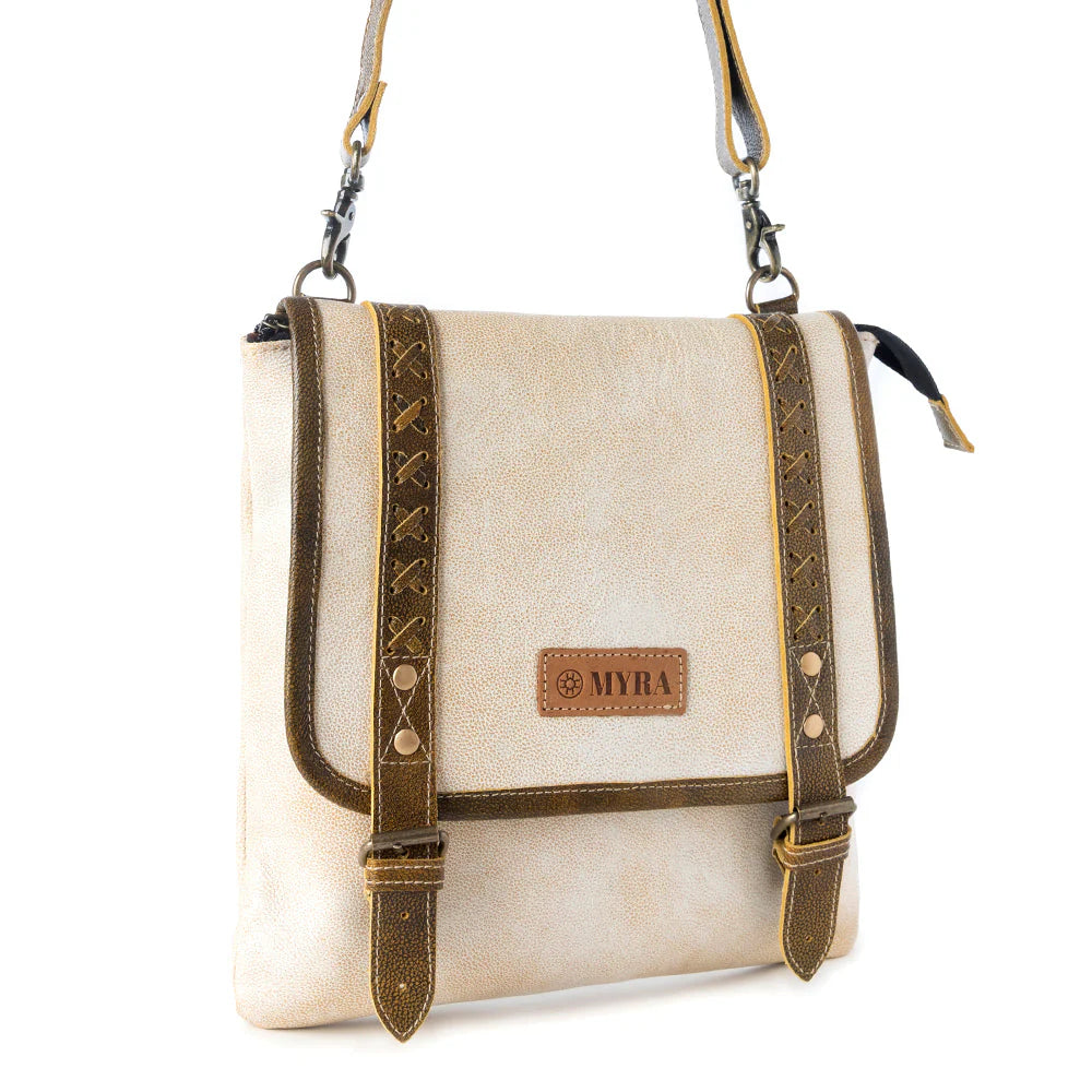 Myra Bags " Boss Hide Western Concealed Carry Bag" - Cream + Leather