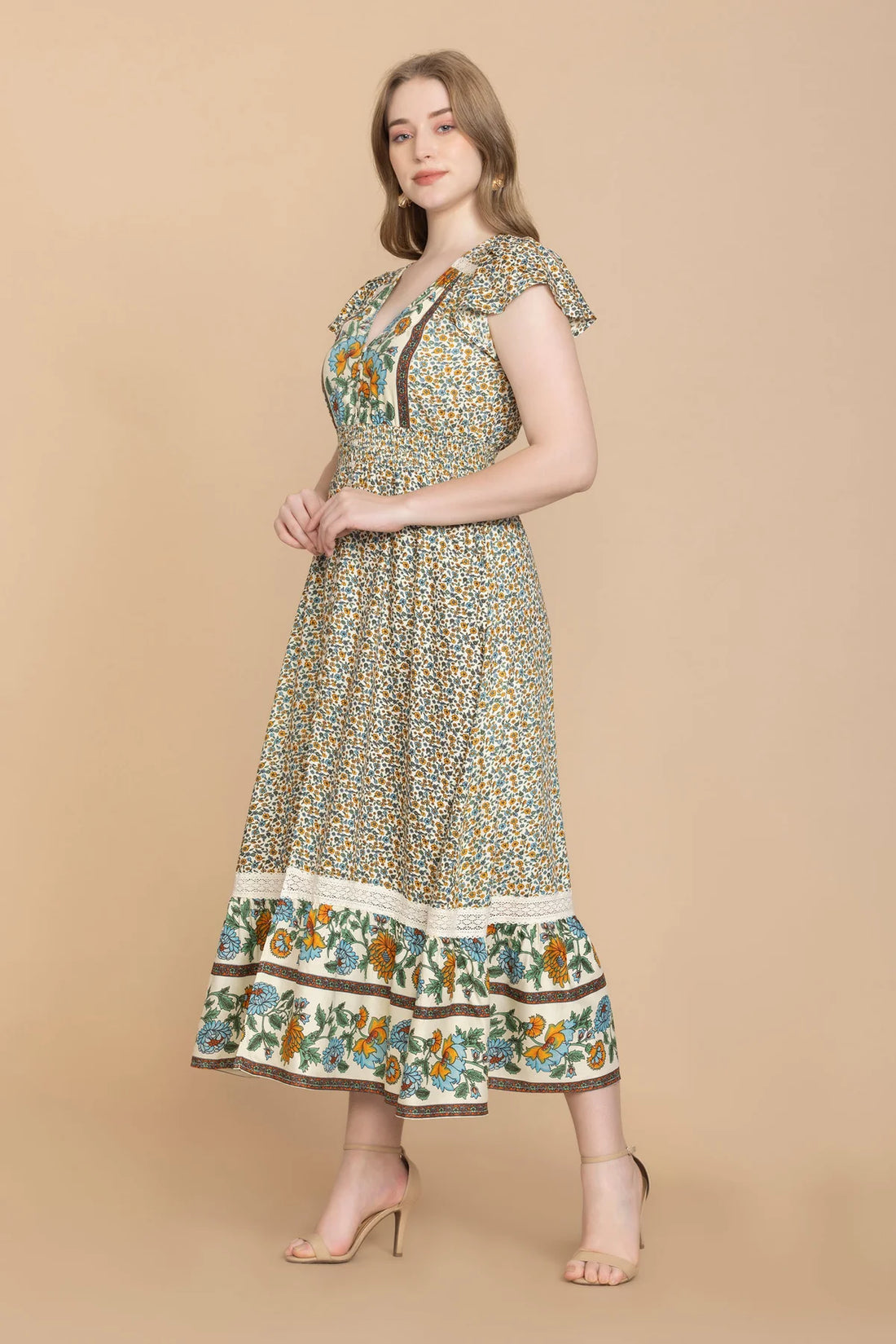 Mika Lou Embroidered Drop Waist Tiered Dress