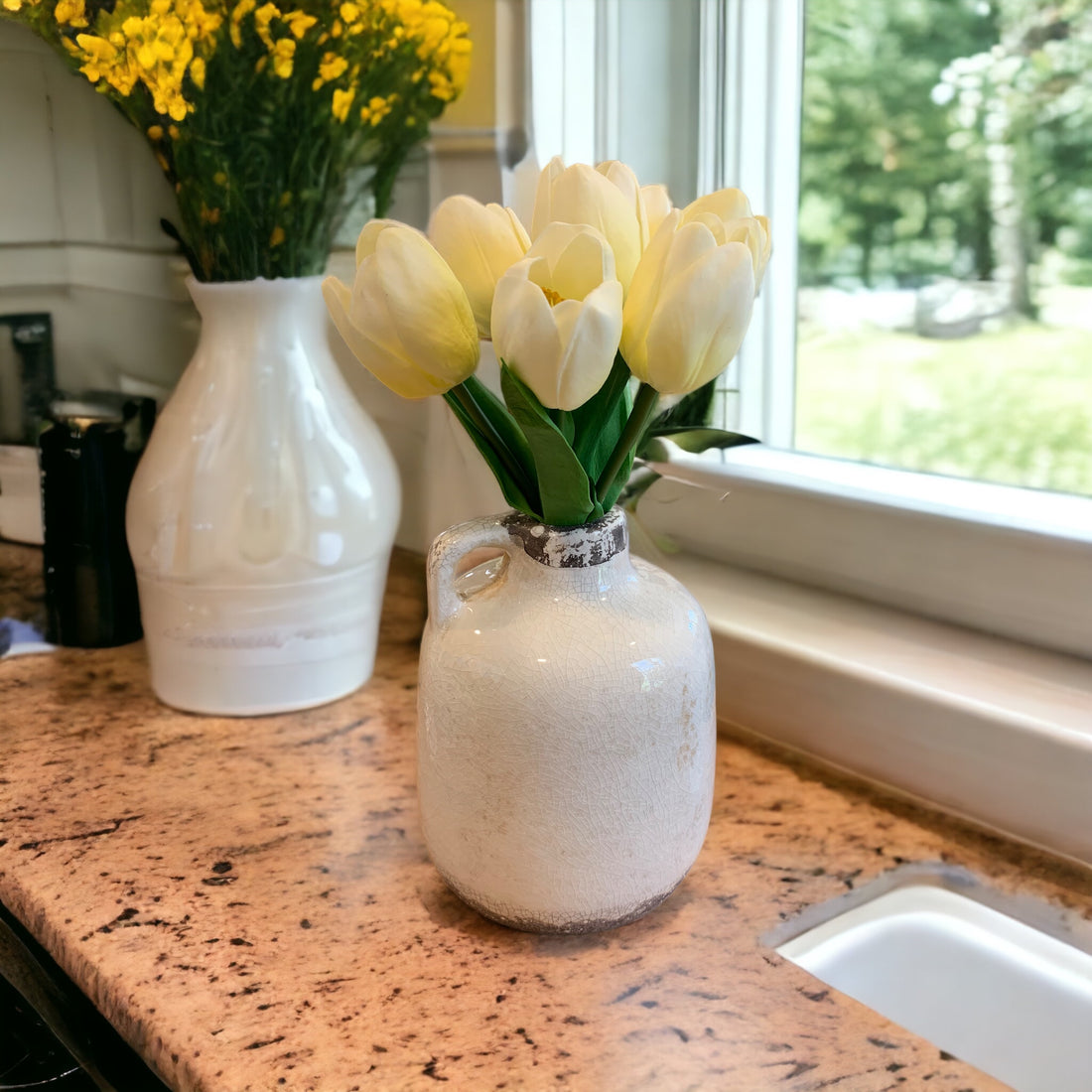 Tulips in White Jug Vase Arrangement