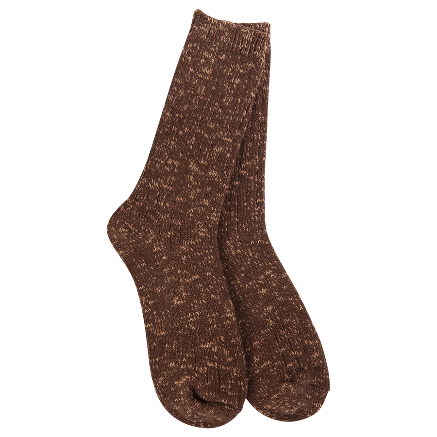 Weekend Cotton Slub Marled Crew - Coffee