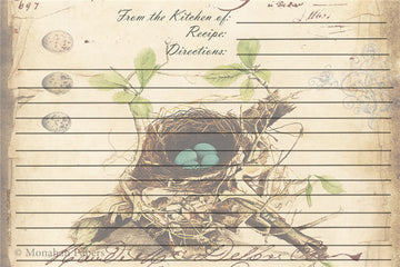 Birds Nest Antique Style Recipe Cards