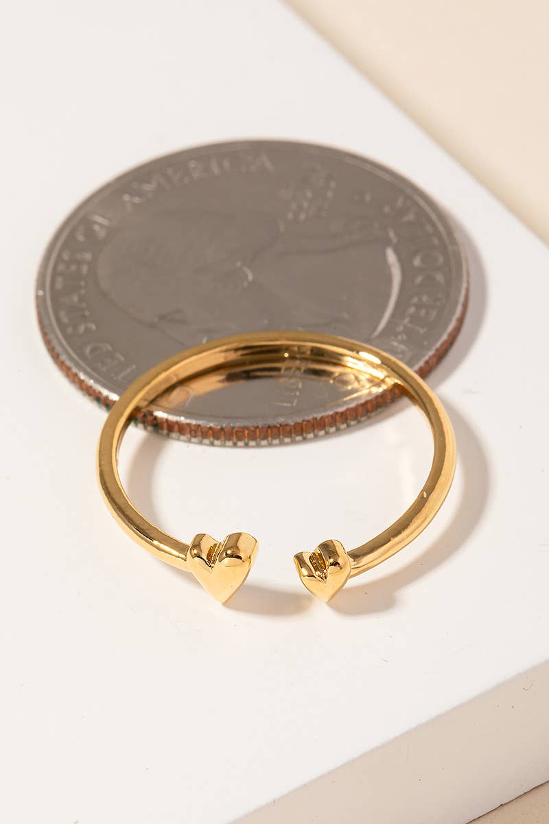 Gold Dipped Delicate Double Heart Open Ring