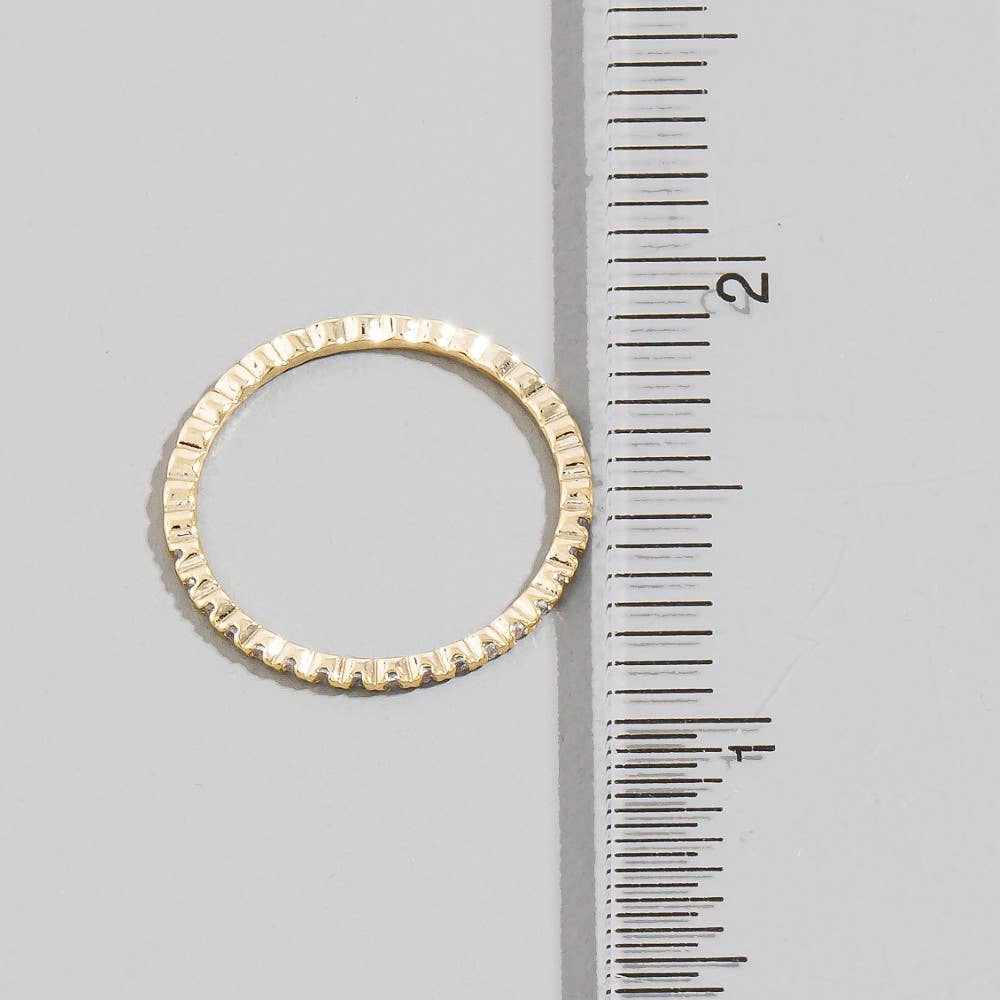 Delicate Cz Studded Gold Dipped Ring: Gold