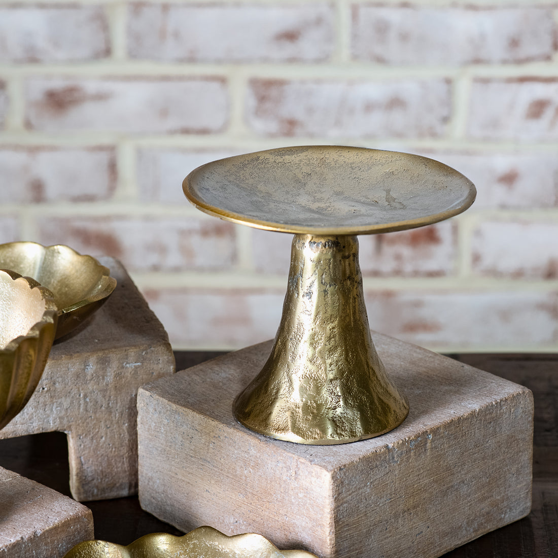 6" Hammered Gold Pillar Holder
