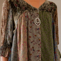 Vintage Boho Patchwork Top - Gravel