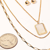 Layered Chain Rectangle Charm Necklace