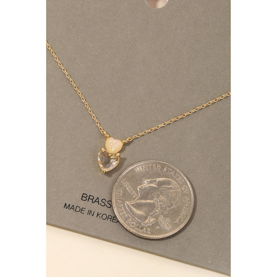 Rhinestone And Opal Heart Pendant Necklace