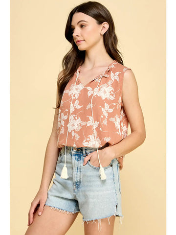 Babydoll Tassel Top - Coral