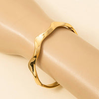Stainless Steel Wavy Hinge Bangle Bracelet