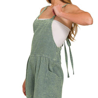Washed Double Gauze Tie Back Rompers - Ash Jade