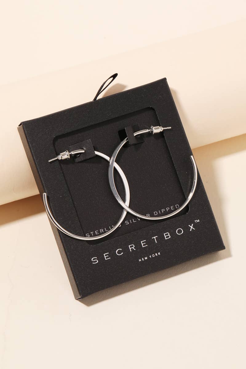 Secret Box Metallic Open Hoop Earrings - Gold