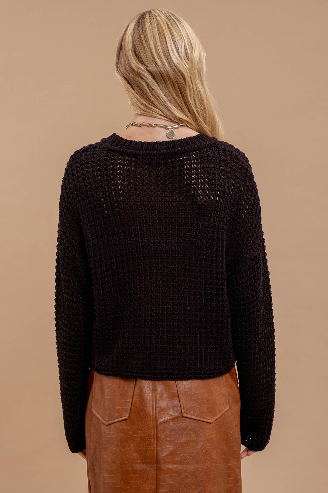 Sheer Crochet Sweater - Black