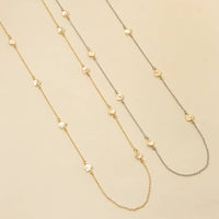 Mini Coins Station Long Chain Necklace: Gold