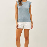 Crochet Ruffle Top - Blue