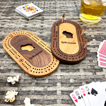 Wisconsin Mini Travel Cribbage Board Set: Mayville Wisconsin