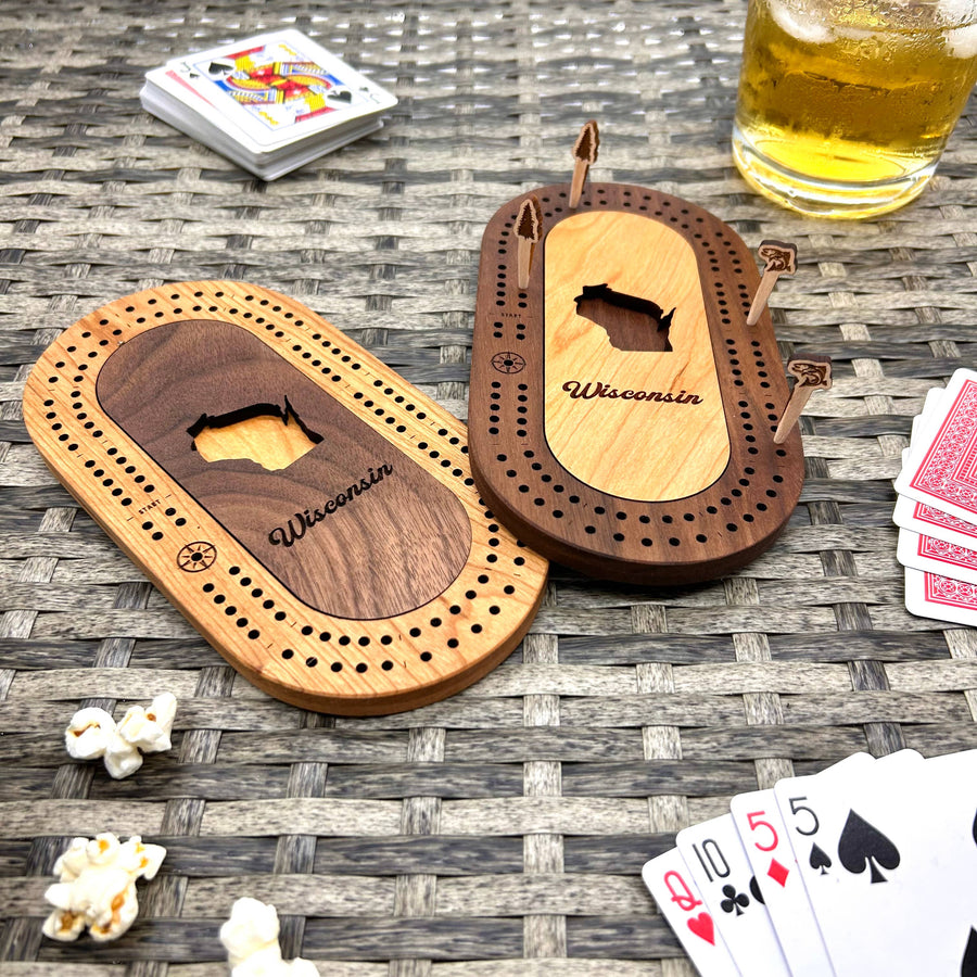 Wisconsin Mini Travel Cribbage Board Set: Horicon Marsh