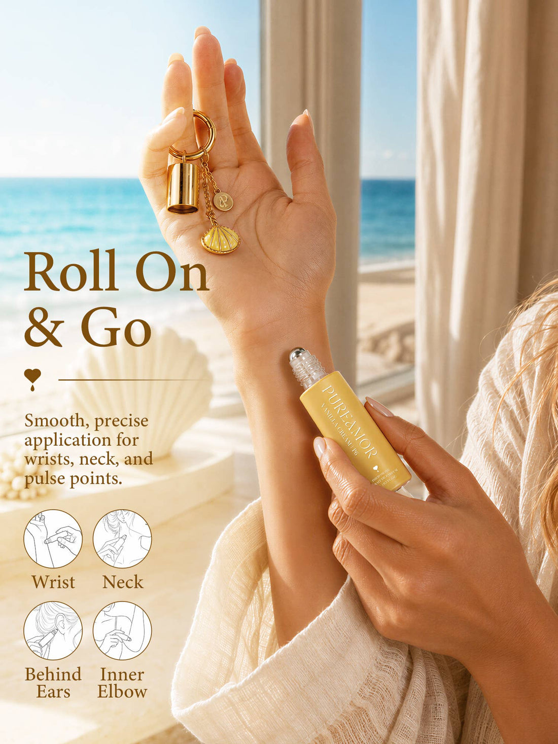 Vanilla Cream | Roll-on Pheromone Keychain Perfume - 6ml: Seashell Clip