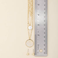 Layered Pearl And Mother Of Pearl Pendant Necklace: Gold
