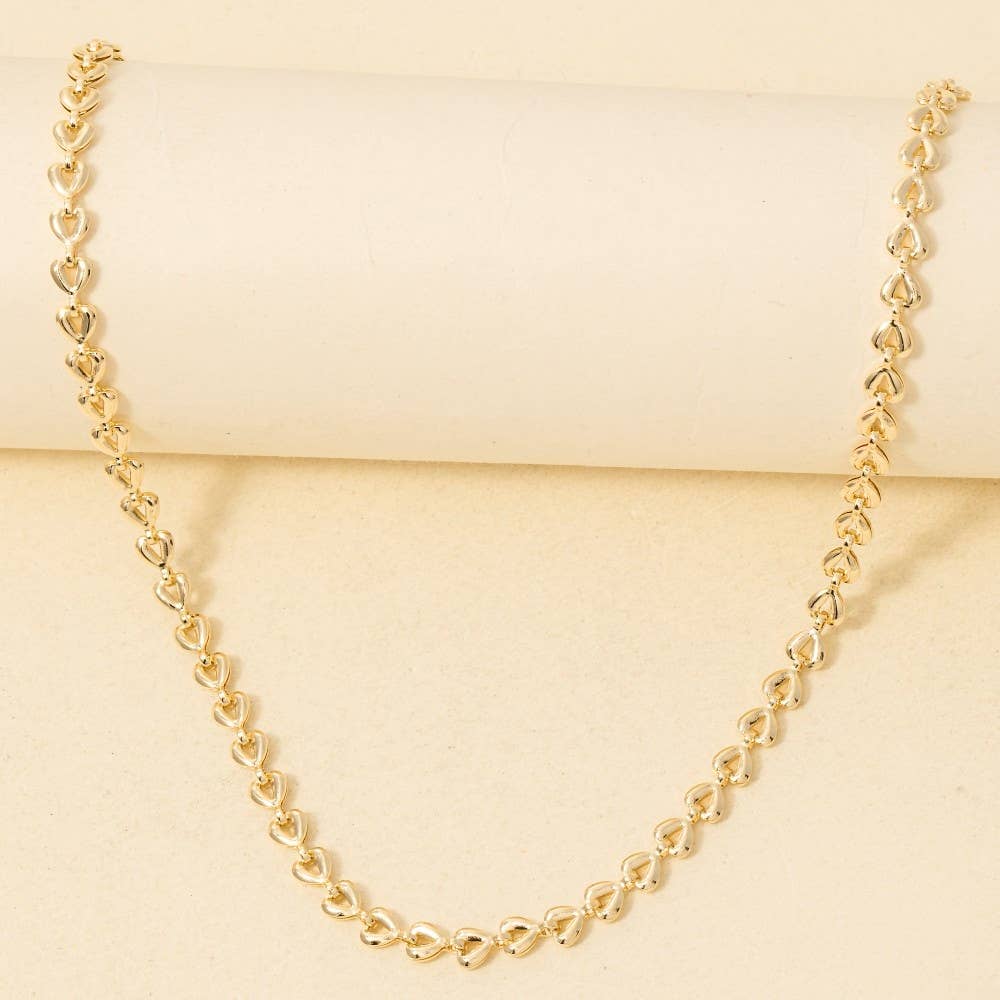 Metallic Heart Classic Chain Necklace