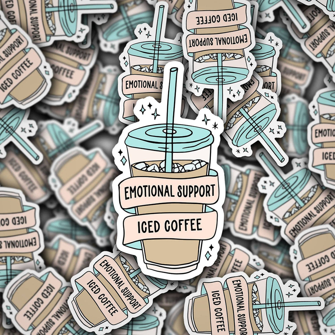 Vinyl Die Cut Decal Emotional Support Iced Coffee