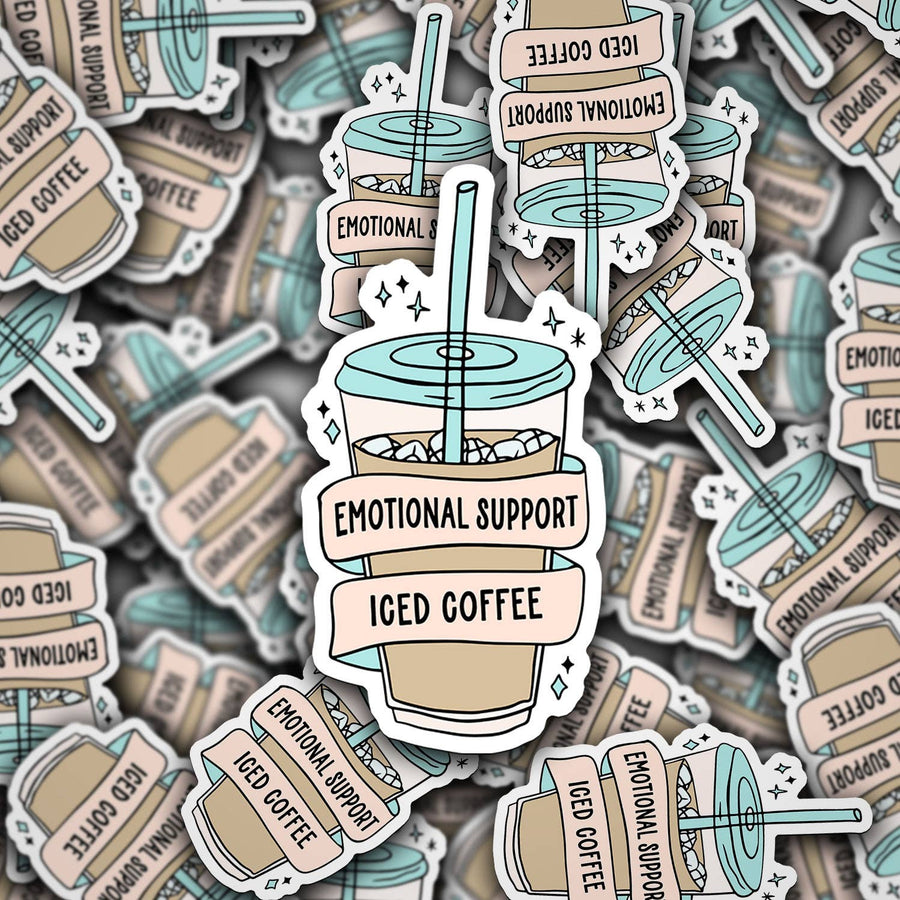 Vinyl Die Cut Decal Emotional Support Iced Coffee