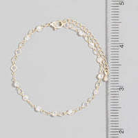 Round Cz Bezel Station Chain Bracelet: Gold