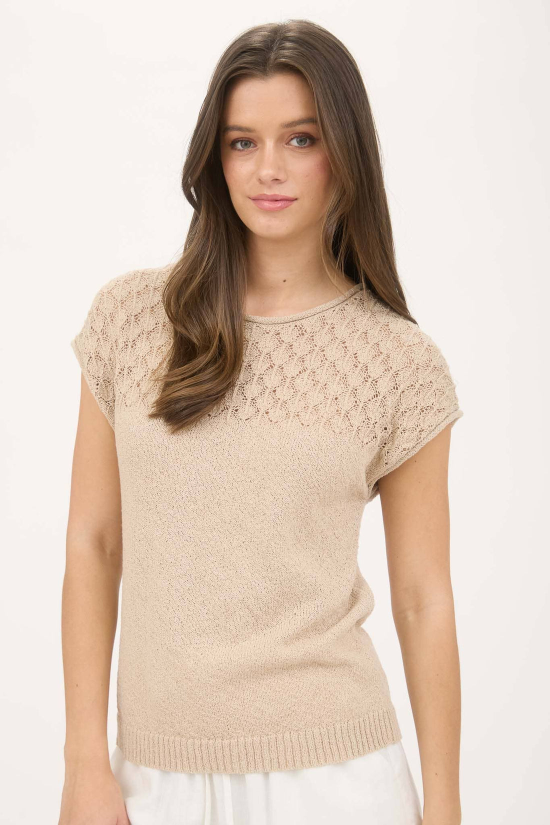 Eyelet Sweater - Light Khaki