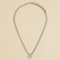 Oval Bezel Snake Chain Necklace: SIlver