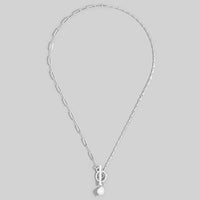 Toggle Chain Pearl Charm Necklace: Silver