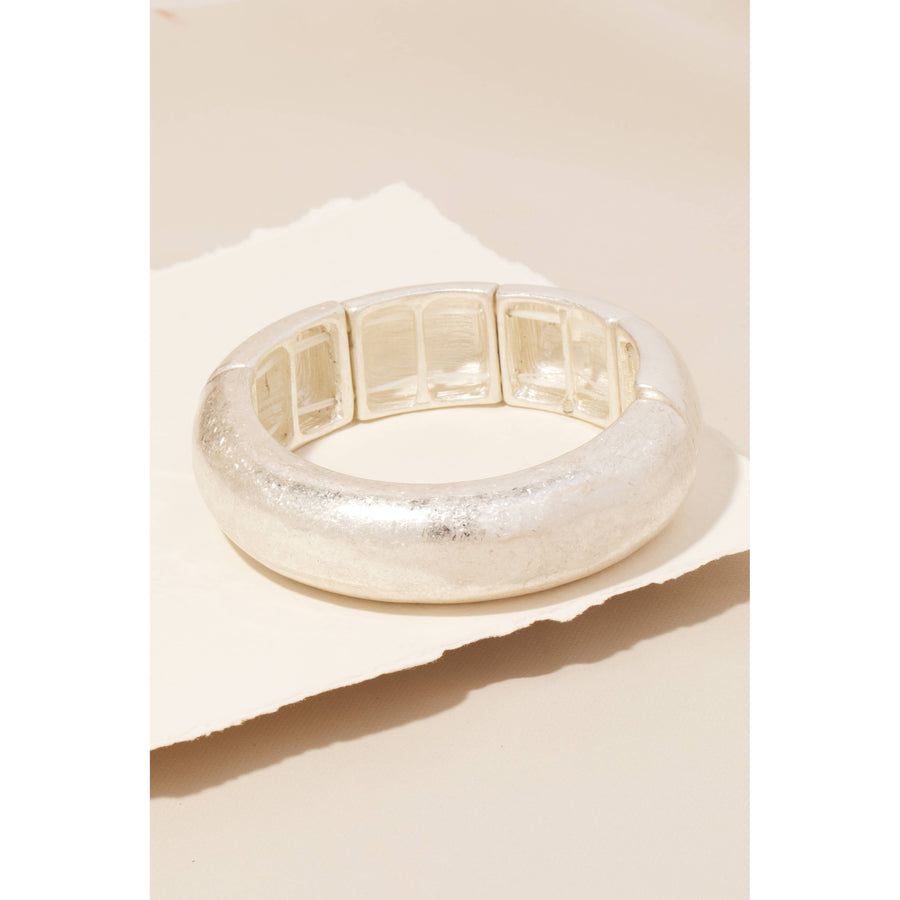 Worn Metallic Elastic Bangle Bracelet