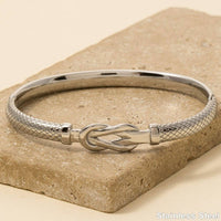 Stainless Steel Textured Knot Bangle Bracelet