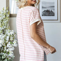 Pink Stripe Short Sleeve Top