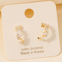 Mixed Cz Studs Mini Hoop Earrings: Gold
