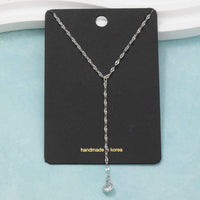 Cubic Zirconia Charm Y Chain Necklace: Gold