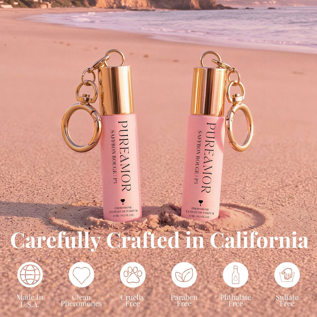 Saffron Rouge | Roll-on Pheromone Keychain Perfume Oil - 6ml: Classic Pendant
