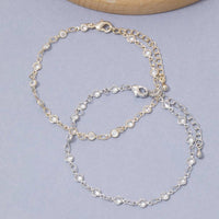 Round Cz Bezel Station Chain Bracelet: Gold