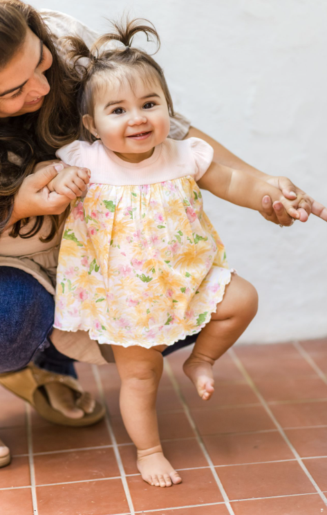Daisy Floral Ribbed Infant Bodysuit Dress: Dawn