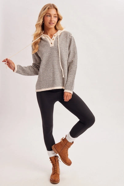 Twilight Stripe Henley Sweater